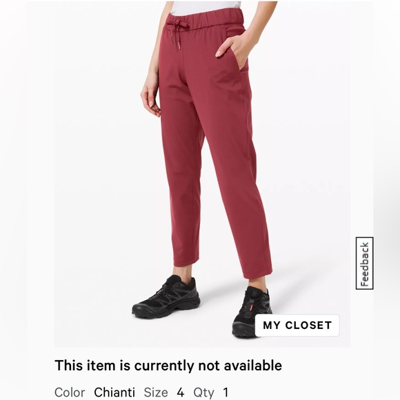 Lululemon on the fly pant Chianti size 4 - Picture 1 of 5